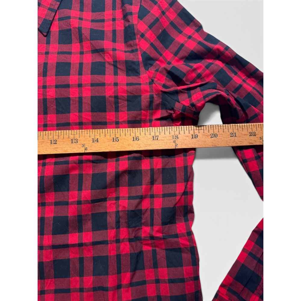 Chaps Womens Red Black Plaid No Iron Button Down Shirt Long Sleeve Size Medium - Picture 4 of 5